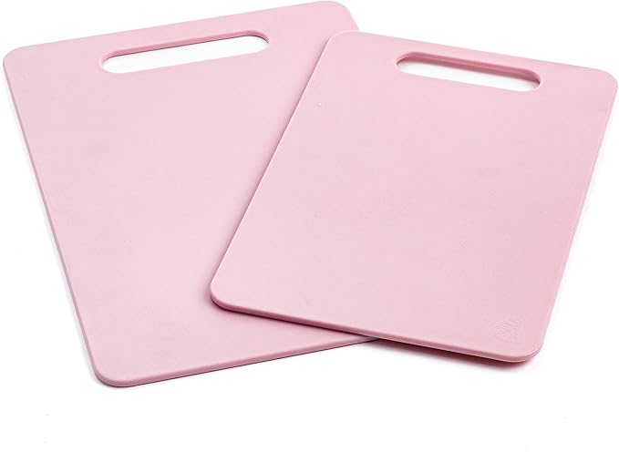 GreenLife Cutting Board Set 8x12" & 10x14", Extra Durable, Meal Prep, Non-Slip, Grip Handles, Crack Resistant, Dishwasher Safe, Reversible, Versatile Kitchen Essentials, Soft Pink