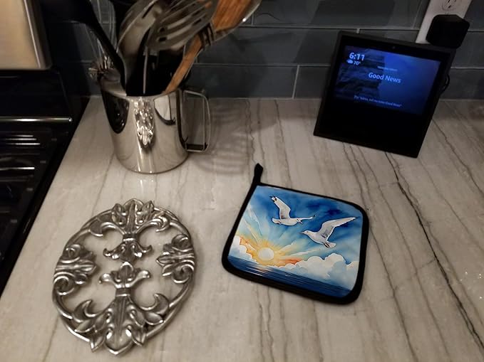 Caroline's Treasures Gulls Soaring High Pair of Pot Holders Kitchen Heat Resistant Pot Holders Sets Oven Hot Pads for Cooking Baking BBQ, 7 1/2 x 7 1/2