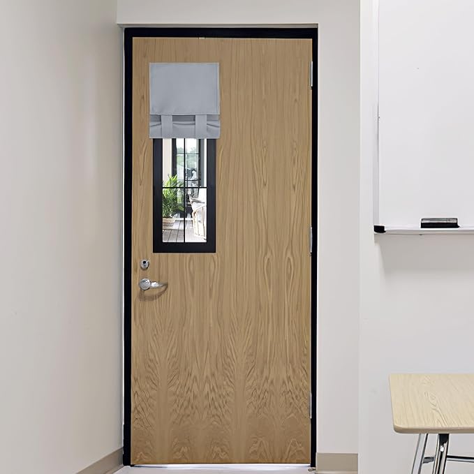 RYB HOME Classroom Door Window Cover, Blackout Shades for Classroom Windows and Doors Cover Lockdown Shades, Room Darkening Design Blocks Views, W 12 x L 30, 1 Panel, Sliver Grey
