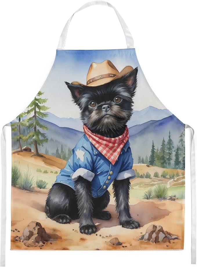 Caroline's Treasures Affenpinscher Cowboy Welcome Apron Cooking Kitchen Server Baking Crafts Gardening for Adult Women Men, Unisex, Large, Multicolor