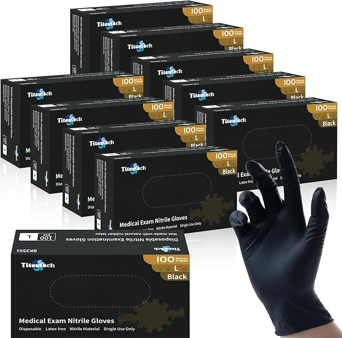 Disposable Nitrile Exam Gloves Black Cooking Gloves Disposable Food Safe 3mil 100PCS/BOX
