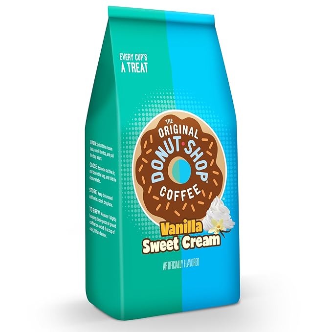 The Original Donut Shop Coffee, Vanilla Sweet Cream, Medium Roast, Flavored Ground Coffee, 12 oz Bag