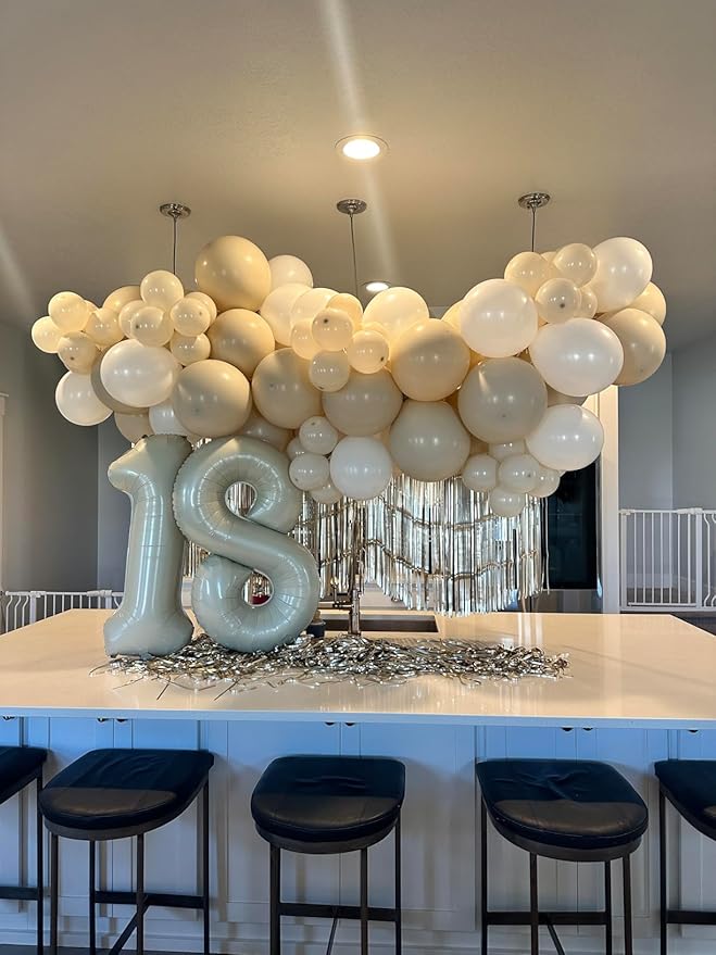 20 Number Balloons, 20th Birthday Decorations for Women Men, Cream Number 20 Balloons 40 In Happy Birthday Party Decorations Balloons for Engagement, Celebration Party