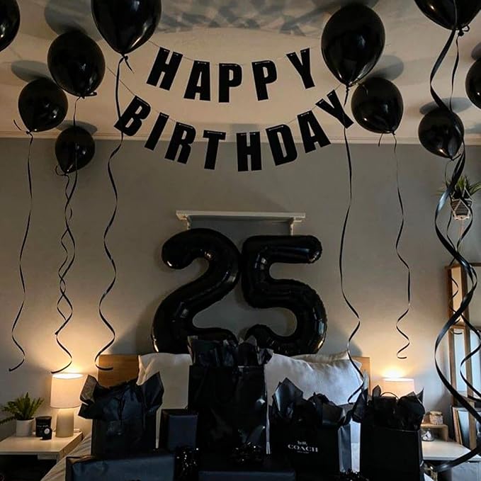40 Inch 2025 Pack of 4 Black Big Helium Foil Balloon Numbers Large Mylar Number for Christmas New Year's Eve Party Graduation Birthday