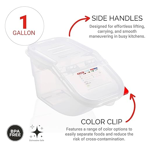 Araven Ingredient Bin, Storage Container for Large Quantity Ingredients, Use in Commercial or Home Kitchen, 1.8 Gallons, 6 Count, White