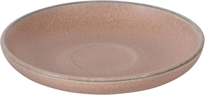 Gibson Elite William Crest 8 Piece Cup & Saucer Set, 4 Stoneware Cups & 4 Saucers, Reactive Glaze Finish, 3.5oz Espresso Cups, 5.5” Saucers, Round Coffee Set, Microwave & Dishwasher Safe - Pink