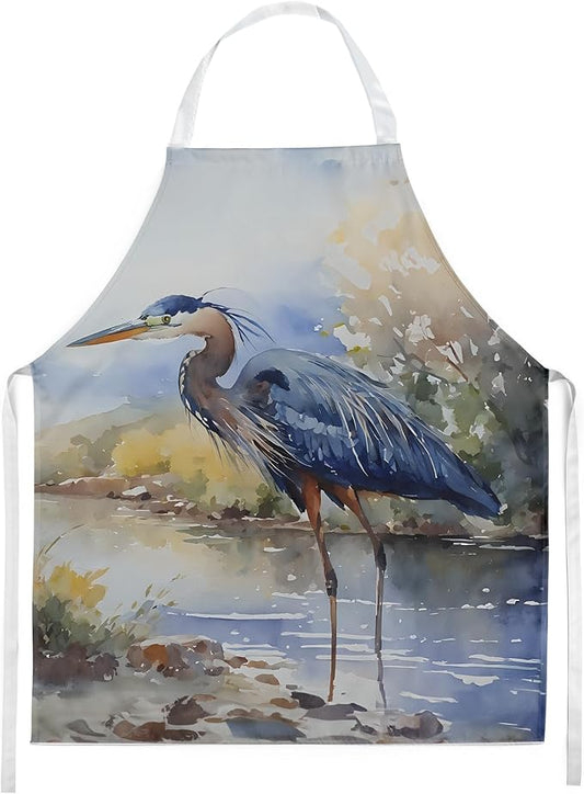Caroline's Treasures Blue Heron Apron Cooking Kitchen Server Baking Crafts Gardening for Adult Women Men, Unisex, Large, Multicolor