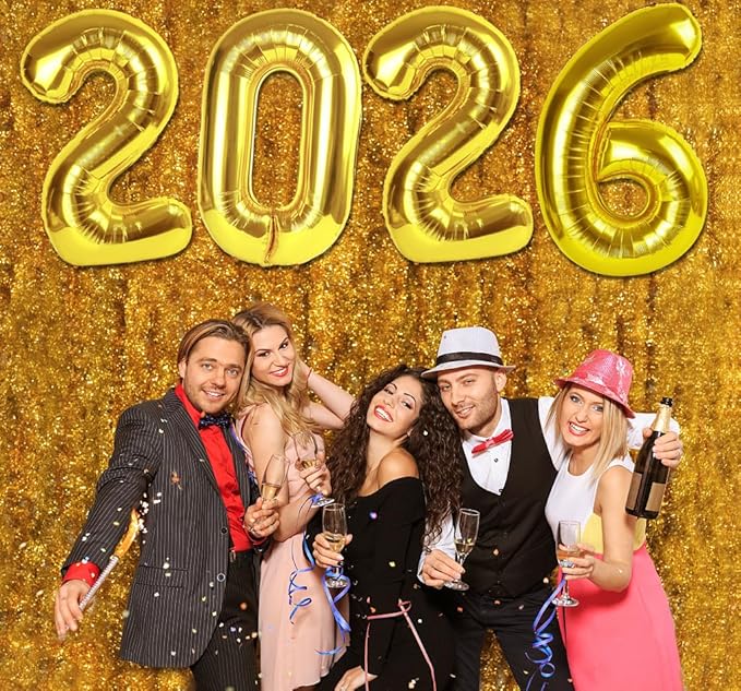 2026 Balloon Numbers - 40 Inch Gold New Years Eve Party Supplies 2026, Nye Decor Party Decorations Happy New Year, New Years Eve Foil Party Balloons, Graduation Party Decorations