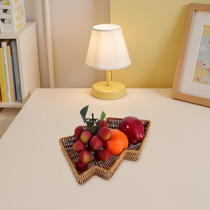 Christmas Tree Shaped Food Organizing Basket, Rustic Farmhouse Style Decorative Tray for Holiday Party Serving, Bread and Snack Display Platter for Home Kitchen and Restaurant