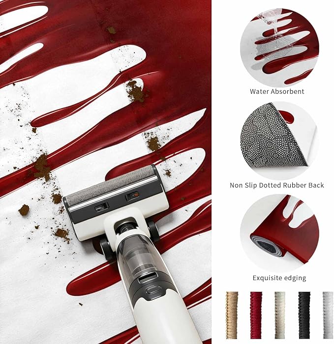 Area Rug 9x12ft, Halloween Pattern Washable Rugs for Living Room Bedroom Rectangle Floor Carpet, Horror Red Fluid Style Soft Non-Slip Area Rugs for Dining Room