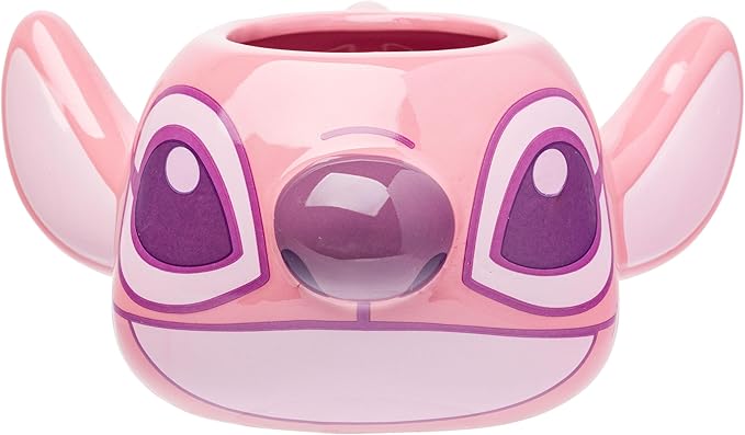 Silver Buffalo Disney Lilo and Stitch Ceramic 3D Sculpted Mug Featuring Angel, 20 Ounces