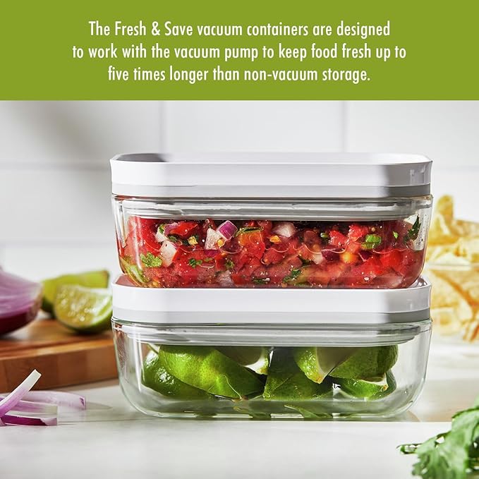 ZWILLING Fresh & Save 2-Piece Small Glass Vacuum Sealer Food Storage Containers with Airtight Lids