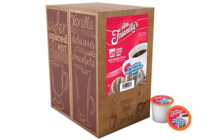 Friendly's Ice Cream Coffee Pods for Keurig K Cup Brewers, Flavored Coffee, Chocolate Marshmallow Swirl, 40 Count (Pack of 1)