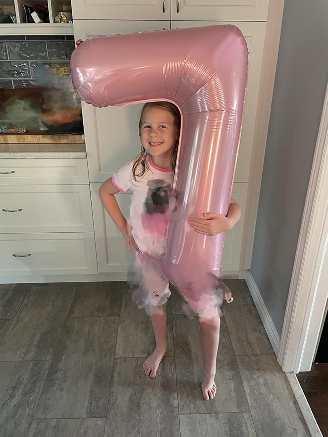 Balloon Numbers 40 Inch, 17 Balloons for Birthday Party, Pink Number Balloons for 17 71 Wedding Anniversaries Party Marriage Proposal