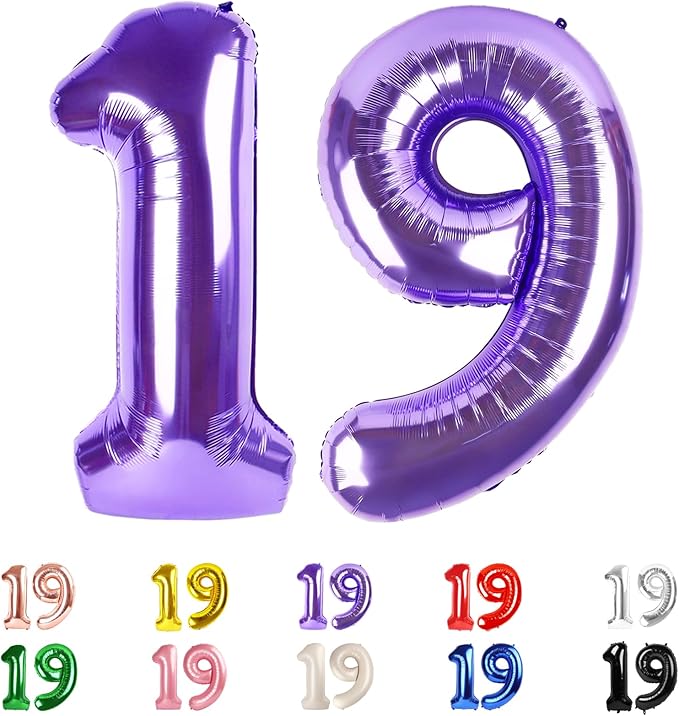 Numbers 19 Balloons, 19 Balloons, 19th Purple Party Decorations 40 In Big 19th for Girl Boys Engagement, Wedding, Celebration Party, Graduations, Photo Shoot