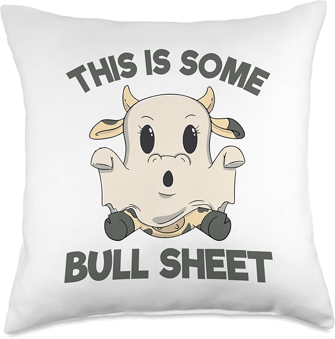 Bull Sheet Ghost Cow Halloween Funny This Is Bull Sheet Throw Pillow