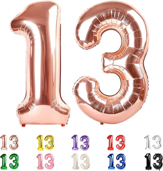 13 Balloons Number, 31 Balloons, 13th Rose Gold Party Decorations 40 In Big 31st for Women Men Engagement, Wedding, Celebration Party, Graduations, Photo Shoot