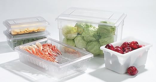Carlisle FoodService Products Storplus Food Storage Container with Stackable Design for Catering, Buffets, Restaurants, Polyethylene (Pe), 12.5 Gallon, White, (Pack of 4)