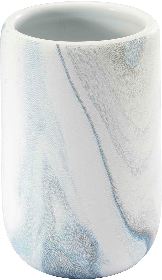 Avanti Linens - Tumbler, Resin Countertop Accessories, Guest Bathroom Essentials (Waves Collection, Blue)
