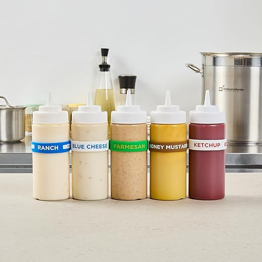 Restaurantware Silicone Squeeze Bottle Band 10 Count 2.75 Inch Dishwasher Safe Condiment Identification Band, Parmesan Green Non-Slip Label Band for Condiment Labeling at Restaurants, Food Trucks