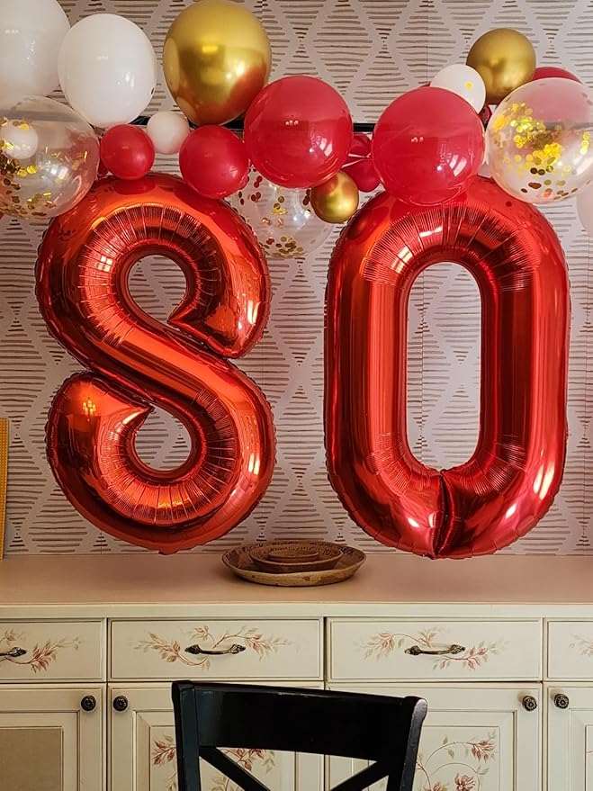 Balloon Numbers 0, 40 Inch Big Zero Red Balloon Numbers for Birthday Decoration, Baloon for 10 20 30 40 100 2025 Graduation Decor Wedding Anniversaries Party