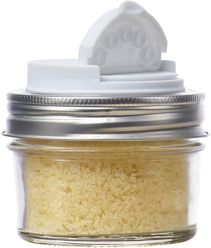 Jarware Spice Lids for Regular Mouth Mason Jars, Set of 2, Black and White