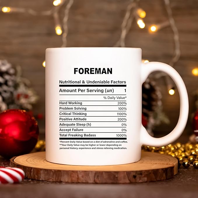 Funny Gift for Foreman, Foreman Nutrition Mug, Best Foreman Gift Ideas, Graduation, Funny Foreman Birthday Mug