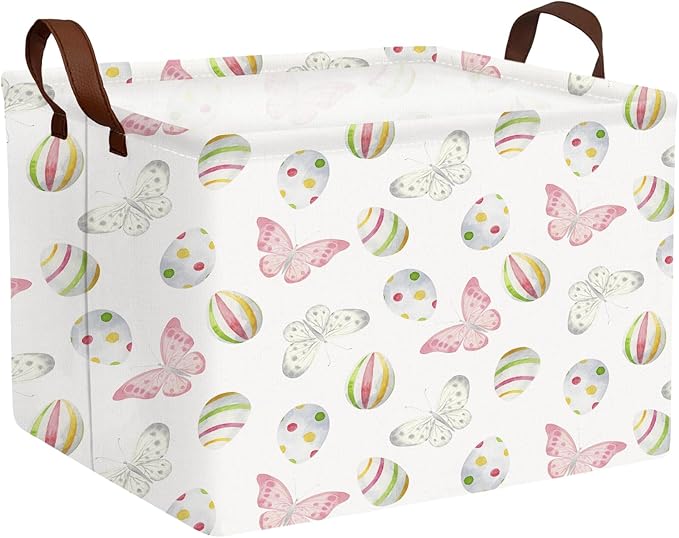 Large Rectangular Cute Kid Easter Basket Empty Bunny Eggs Easter Basket Gift Spring Room Storage Organizer Décor (E-01)