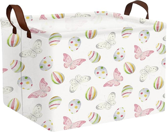 Large Rectangular Cute Kid Easter Basket Empty Bunny Eggs Easter Basket Gift Spring Room Storage Organizer Décor (E-01)