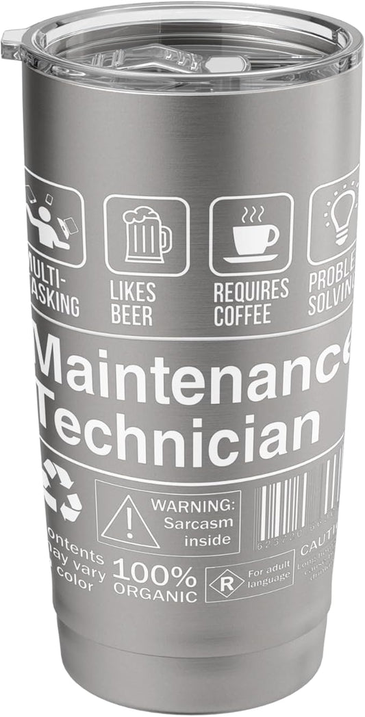 Maintenance Technician Funny Description Label Stainless Steel Insulated Tumbler