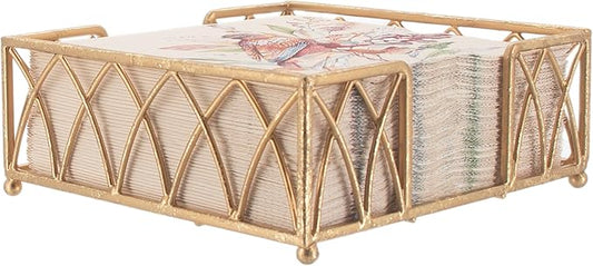 Boston International Arch Design Lunch Napkin Holder Caddy, Gold Leaf