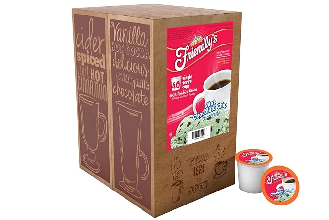 Friendly's Chocolate Mint Ice Cream Flavored Coffee Pods for Keurig K Cup Brewers, Mint Chocolate Chip, 40 Count (Pack of 1)