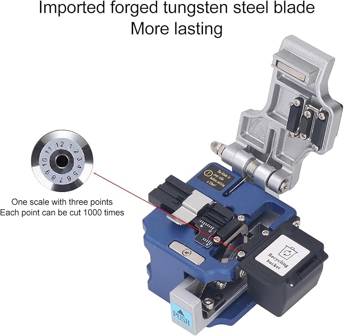 Fiber Cleaver High 16 Cleaving Points 3 in 1 Fixture Automatic Return Knife Optic Fiber Multi Functional Optical Fiber Cleaver for 0.25mm 0.9mm 3.0mm Coating Cab