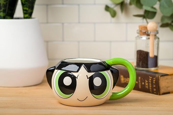 Silver Buffalo Powerpuff Girls Buttercup Ceramic 3D Sculpted Mug, 20 Ounces