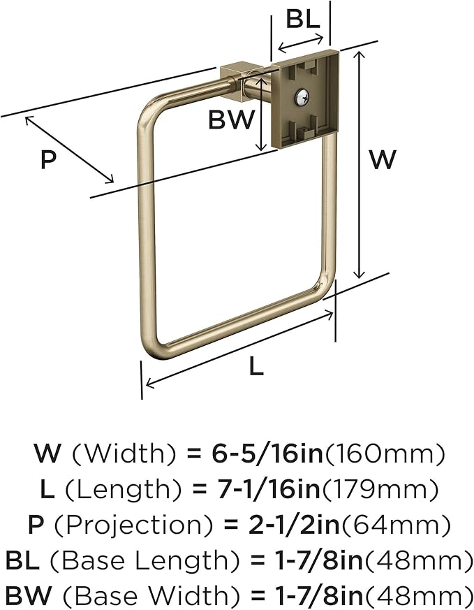 Amerock BH36072 Appoint 7-1/16" Wall Mounted Towel Ring - Golden Champagne