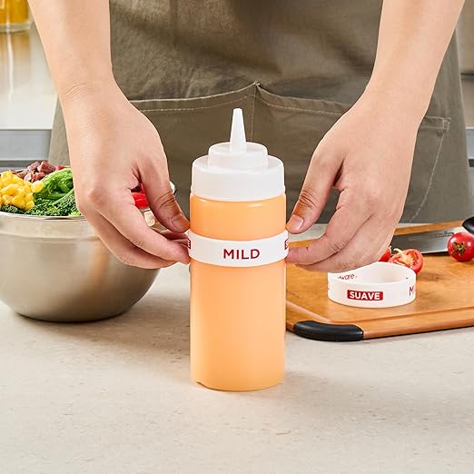 Restaurantware Silicone Squeeze Bottle Band 10 Count 2.75 Inch Dishwasher Safe Condiment Identification Band, Mild White Non-Slip Label Band for Condiment Labeling at Restaurants, Food Trucks