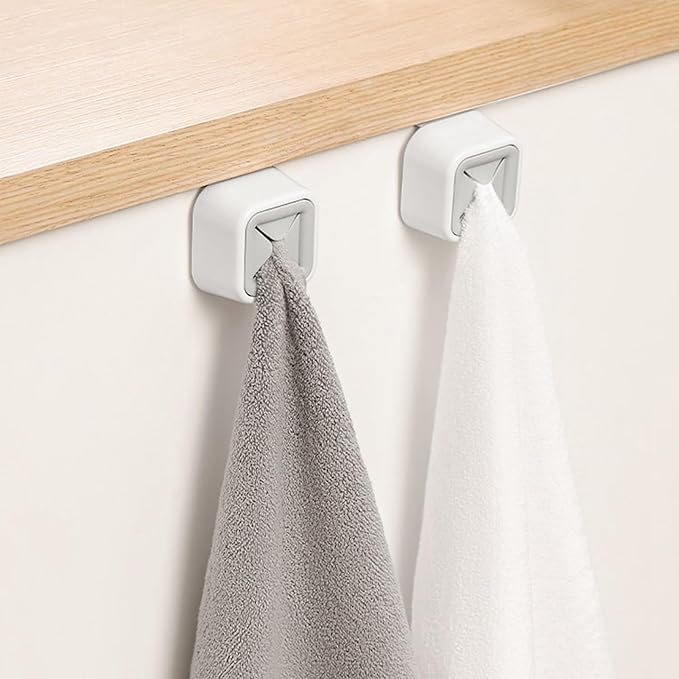 Fafeicy Bathroom Towel Hook, Plastic Material, Wall Mounted Rack Push Hook for Kitchen Bathroom Organization