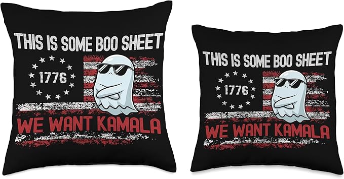 This Is Boo Sheet We Want Kamala Halloween Ghost Throw Pillow