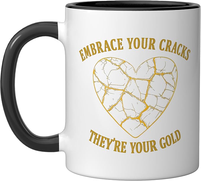 Pottery Kintsukuroi Japanese Artistry Kintsukuroi Kintsugi Ceramic Mug, Black/White