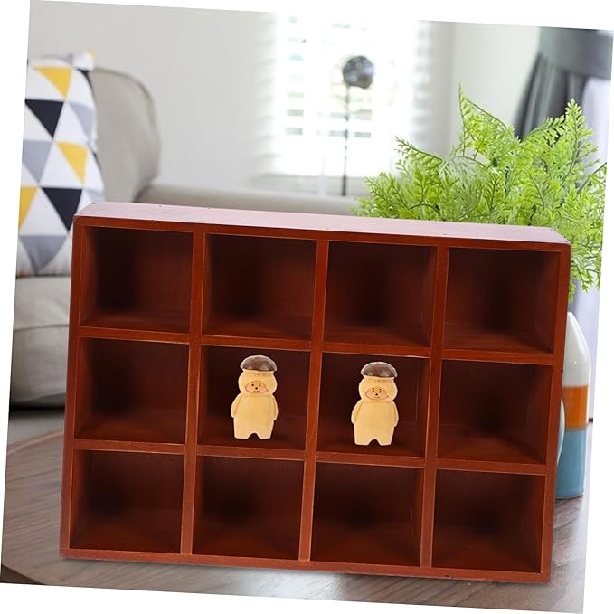PRETYZOOM Rustic Floating Shelf 12-Compartment Wall Storage Rack 15.5 Inch Wooden Cubby Display Organizer for Home Kitchen Small Item Storage and Decor
