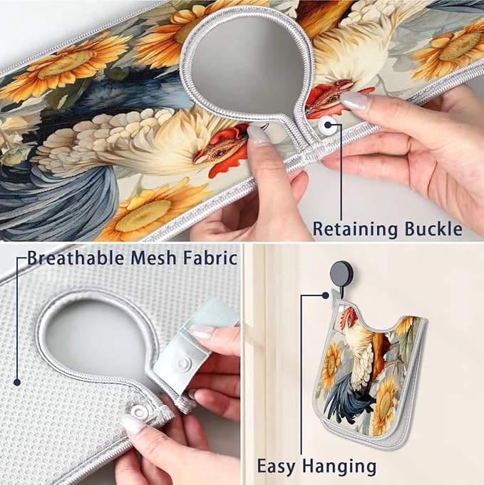 Vintage Country Rooster Sink Mat for Kitchen Faucet Absorbent Microfiber Faucet Mat Washable Sink Water Splash Guard Drip Catcher for Faucet