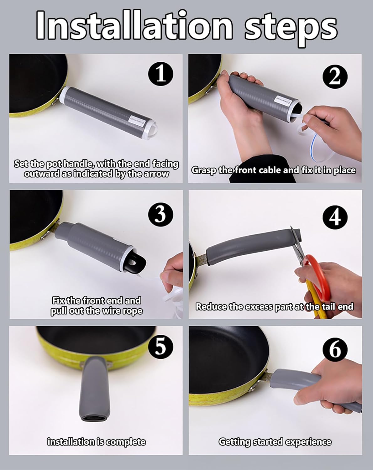 Upgraded Silicone Pan Handle Sleeve - Heat-Resistant&Non-Slip Cast Iron Handle Cover for Pots and Pans - Multipurpose Kitchen Protection(S+M+L)