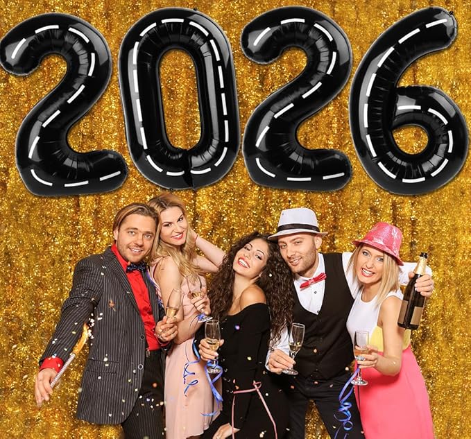 2026 Balloon Numbers - 40 Inch Race Car Theme New Years Eve Party Supplies 2026, Nye Decor Party Decorations Happy New Year, New Years Eve Foil Party Balloons, Graduation Party Decorations