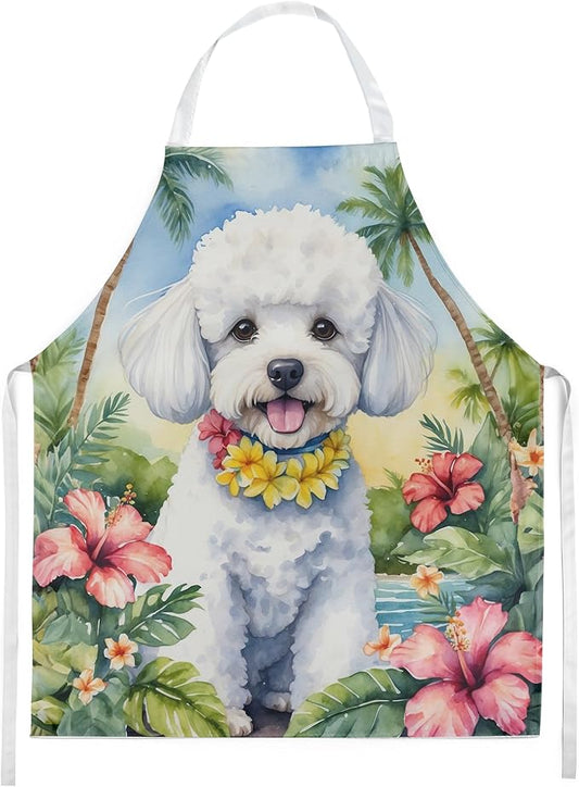 Caroline's Treasures Bichon Frise Luau Apron Cooking Kitchen Server Baking Crafts Gardening for Adult Women Men, Unisex, Large, Multicolor