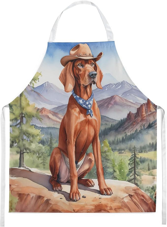 Caroline's Treasures Redbone Coonhound Cowboy Welcome Apron Cooking Kitchen Server Baking Crafts Gardening for Adult Women Men, Unisex, Large, Multicolor
