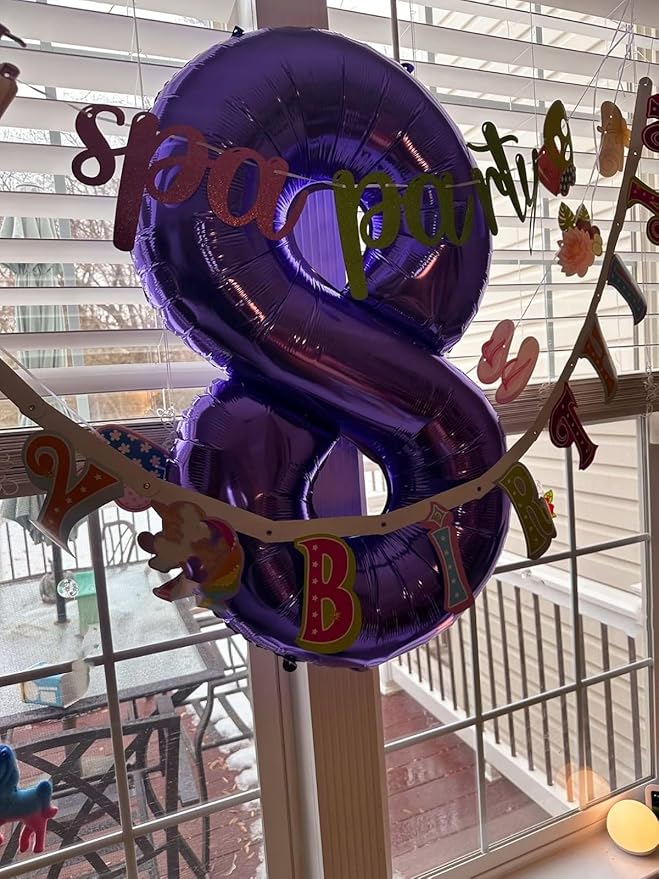 Numbers Balloon Seven, 40 Inch 7 Balloons for Birthday Party, Purple Number Balloons for 7, 17, 27 Game Competition Wedding Anniversaries Party, Christmas and New Years Eve Party