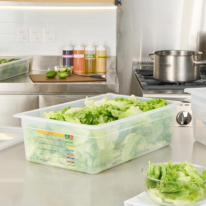 Restaurantware Food Storage Container 10 Pack of 20.7 x 12.6 x 5.9 Inches Plastic Stackable Storage Box White Reusable Label Container Dishwasher Safe For Restaurants And Kitchens