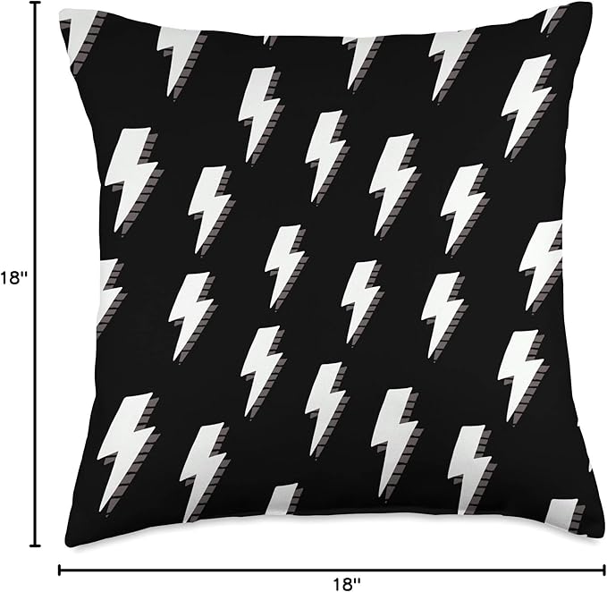 Black and White Lightning Bolt Pattern Cute Trendy Throw Pillow