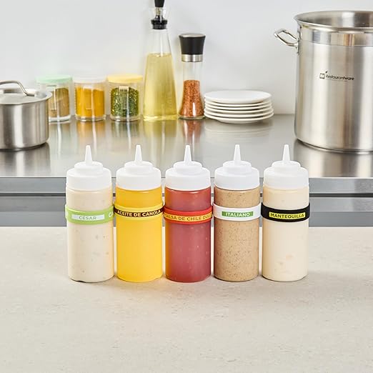 Restaurantware Silicone Squeeze Bottle Band 10 Count 2.75 Inch Dishwasher Safe Condiment Identification Band, Sweet Red Chili Red Non-Slip Label Band for Condiment Labeling at Restaurants, Food Trucks