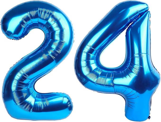 Number Balloon 40 Inch, 24 Number Balloons, Dark Blue 42 Happy Birthday Decorations for Women Men, Ballons 24th for Wedding Anniversaries Party